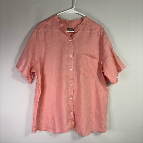 J. Jill Light Pink 100% Linen Casual Button Down Shirt Size XL XX0963 - Picture 1 of 8